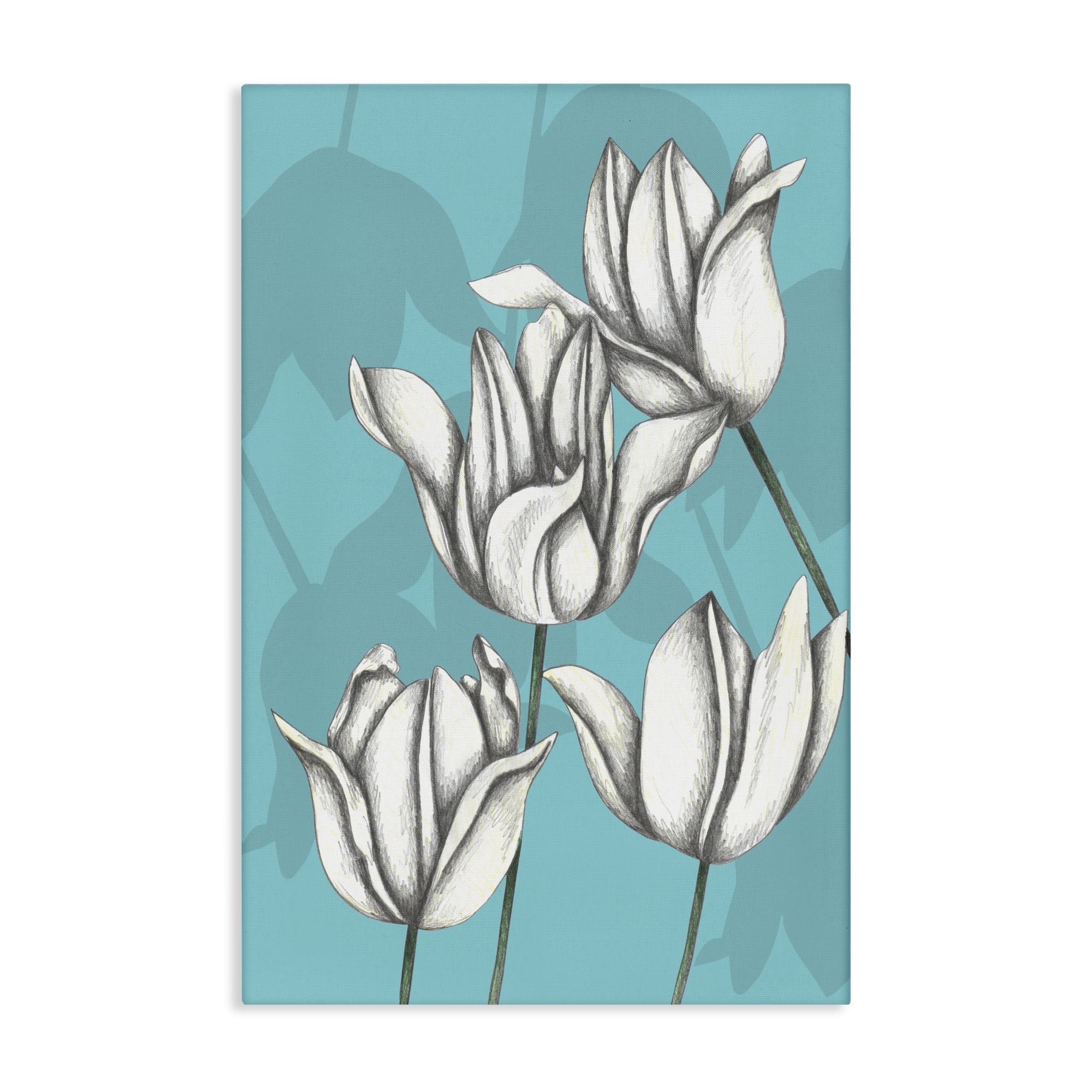 Sketched Tulips Keep Growing Canvas Wall Art, design by Cecilia Battaini