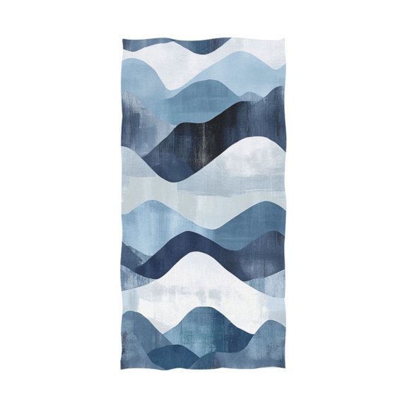 Sketched Waves Pattern 64''x32'' Bath Towels Lightweight Quick-Dry Breathable Soft for Gym Travel Swim