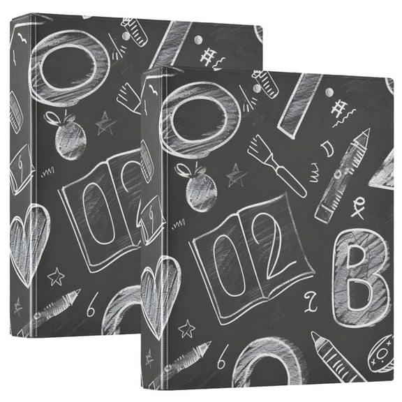 Sketches Numbers and Character Hardcover 3 Ring Binder 1.5” Round Rings Letter Size Paper Pockets for School Office Supplies