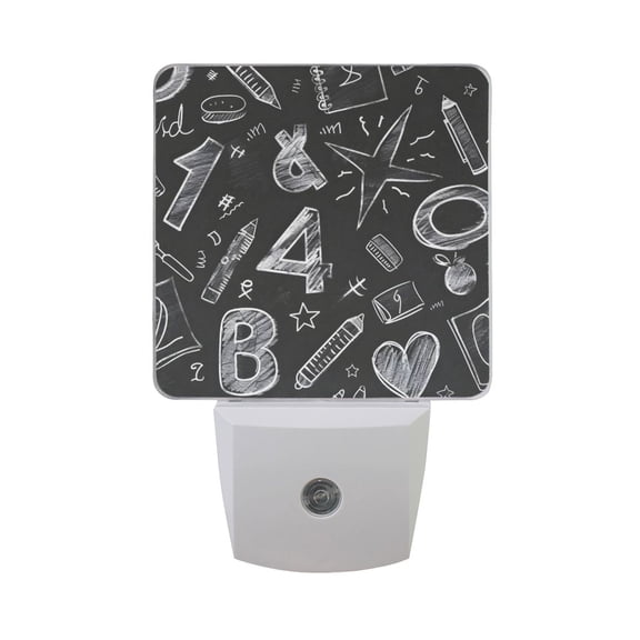 Sketches Numbers and Character Night Light 2 Pack LED Nightlight Plug into Wall Dusk to Dawn Sensor Soft White