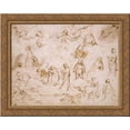thumbnail image 1 of Sketches for a Temptation of St. Anthony 24x20 Gold Ornate Wood Framed Canvas Art by Bosch, Hieronymus, 1 of 2