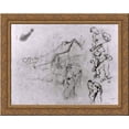 thumbnail image 1 of Sketches of a Cottage and Figures 24x18 Gold Ornate Wood Framed Canvas Art by Vincent van Gogh, 1 of 2