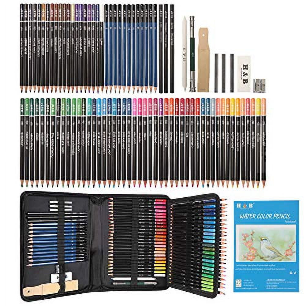 96Pack Drawing Sketching Coloring Set,Include 72Professional Soft Core  Colored Pencils,Sketch & Charcoal Pencils,Sketchbook,Art Drawing Supplies  For A