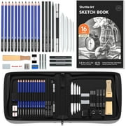 Sketching and Drawing Pencils Set, 37-Piece Professional Sketch Pencils Set in Zipper Carry Case, Drawing Kit Art Supplies with Graphite Charcoal Sticks Tool Sketch book by Shuttle Art