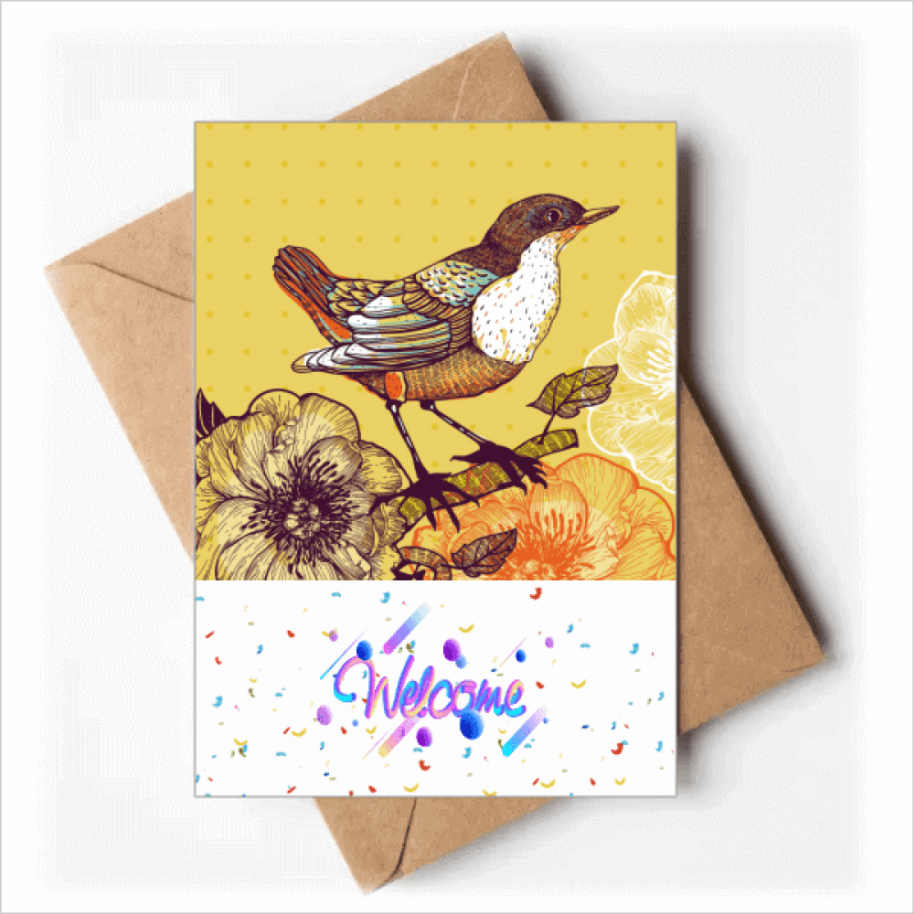 Sketching Lovely Bird Flowers Welcome Back Greeting Cards Envelopes Blank