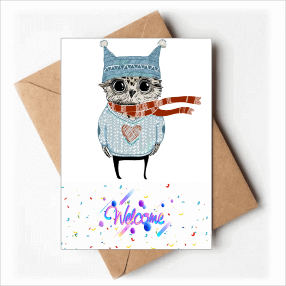 Sketching Lovely Owl Winter Night Welcome Back Greeting Cards Envelopes Blank