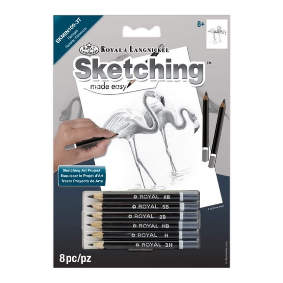 SKMIN-109 | Sketching Made Easy Flamingoes 8pc 5" x 7" Sketching Art Project
