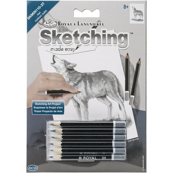 Sketching Made Easy Mini Kit 5"X7"-Howl, Pk 6, Royal Brush
