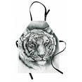 thumbnail image 1 of Sketchy Apron Hand Drawn Style Image of an African Siberian Lion Head Art Print, Unisex Kitchen Bib Apron with Adjustable Neck for Cooking Baking Gardening, Pale Grey Black and White, by Ambesonne, 1 of 3