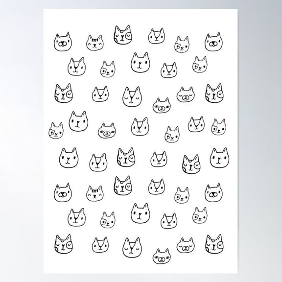 Sketchy Cats Poster Wall Art, Modern Wall Decor For Living Room Bedroom, 8x12 UNFRAMED