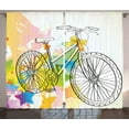 thumbnail image 1 of Ambesonne Sketchy Curtains 2 Panel Set, Abtract Colorful Bike, 108" x 96", Multicolor, 1 of 3
