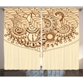 thumbnail image 1 of Ambesonne Sketchy Curtains 2 Panel Set, Eastern Leaves Composition, 108" x 84", Brown, 1 of 2