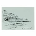 thumbnail image 1 of Sketchy Cutting Board, View of Pine Forest by the Lake with Mountains in Rural Countryside Nature Scenery, Decorative Tempered Glass Cutting and Serving Board, Small Size, Black White, by Ambesonne, 1 of 5
