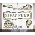 thumbnail image 1 of Ambesonne Vintage Curtains 2 Panel Set, Sketch Old Car Balloon, 108" x 90", Ivory Dark Olive Green, 1 of 3