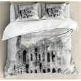 thumbnail image 1 of Sketchy Duvet Cover Set, Historical Ruins Colosseum Art Italy Rome Antique Cultural Inspiration, Decorative 3 Piece Bedding Set with 2 Pillow Shams, Queen Size, Beige Black, by Ambesonne, 1 of 3