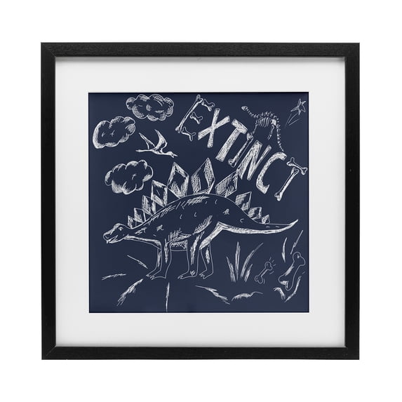 Sketchy Extinct Dinosaur Black Framed Print Under Glass, design by HUE and MI and Sangita