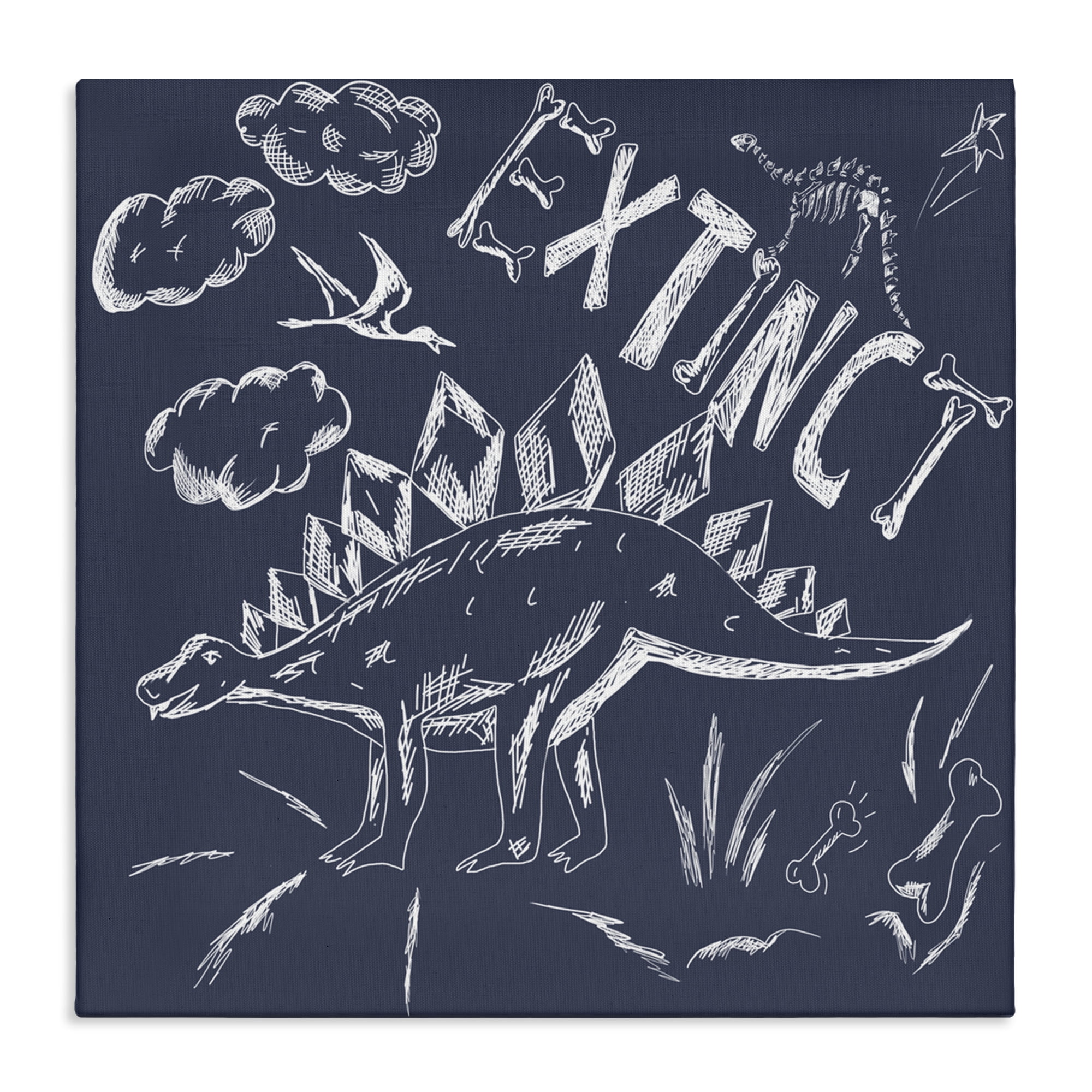 Sketchy Extinct Dinosaur Canvas Wall Art, design by HUE and MI and Sangita