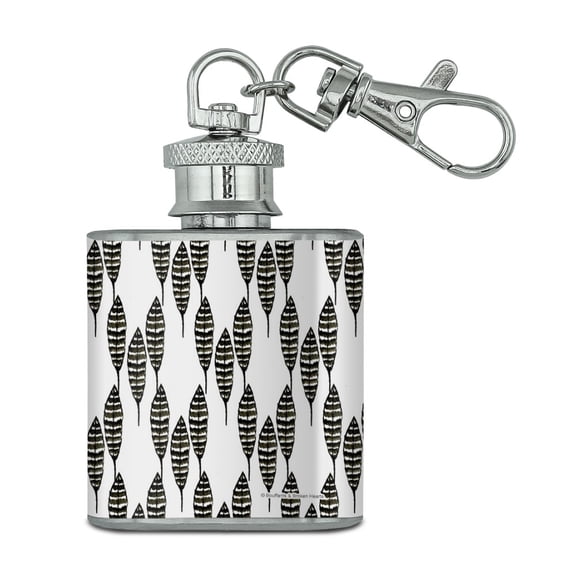 Sketchy Feathers Stainless Steel 1oz Mini Flask Key Chain