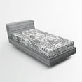 thumbnail image 1 of Ambesonne Sketchy Fitted Sheet, Cartoon House Village, Twin XL Size, Black and White, 1 of 2