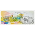 thumbnail image 1 of Sketchy Kitchen Mat, Hands Drawn Image of a Bicycle Abstract Colorful Pattern Bow on Bike Illustration, Plush Decorative Kitchen Mat with Non Slip Backing, 47" X 19", Multicolor, by Ambesonne, 1 of 1