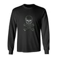 thumbnail image 1 of Sketchy Skull Sarcastic Humor Novelty Men's Long Sleeve Shirts, 1 of 3