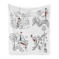 thumbnail image 1 of Sketchy Soft Flannel Fleece Blanket, Hand Drawn Doodle Style Cyclist Climbing to Mountain Artwork Image Print, Cozy Plush for Indoor and Outdoor Use, 60" x 80", Black White and Red, by Ambesonne, 1 of 5