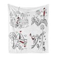 thumbnail image 1 of Sketchy Soft Flannel Fleece Blanket, Hand Drawn Doodle Style Cyclist Climbing to Mountain Artwork Image Print, Cozy Plush for Indoor and Outdoor Use, 70" x 90", Black White and Red, by Ambesonne, 1 of 5