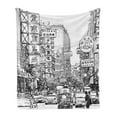 thumbnail image 1 of Sketchy Soft Flannel Fleece Throw Blanket, Illustration of Street with Signs in Chinatown Bangkok Historicalrt, Cozy Plush for Indoor and Outdoor Use, 50" x 70", Black White, by Ambesonne, 1 of 5