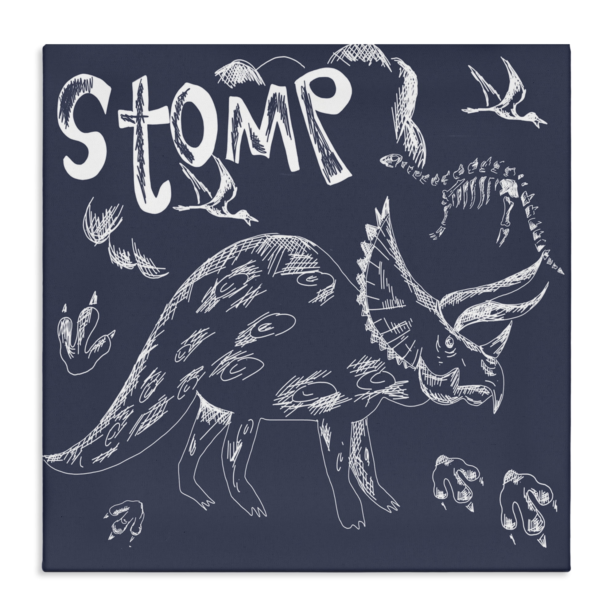 Sketchy Stomp Dinosaur Canvas Wall Art, design by HUE and MI and Sangita