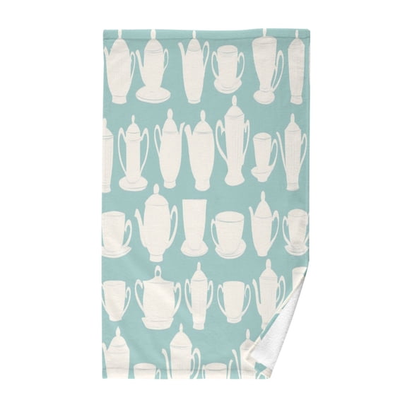 Sketchy Tea Collection Soft 100% Cotton Towel, High Absorbency, Single Pack, 16" x 28"