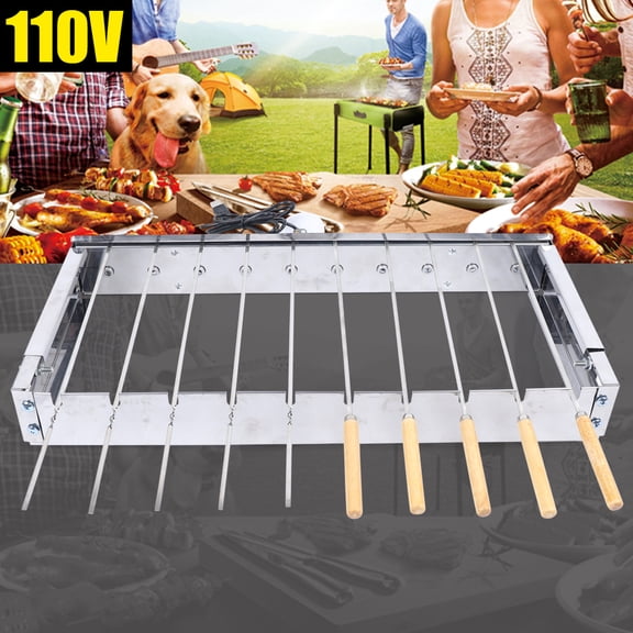 Skewer Maker Barbecue Grill Manual Kebab Meat 10 holes Skewering Machine BBQ for Family Barbecue Parties