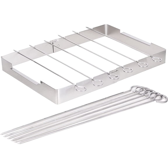 Skewer Rack Set for Grill,12pcs 12inch Stainless Steel Square Barbecue Skewers Shish Kabob and Foldable Grill BBQ Racks Set for Party and Cookout (Barbecue Skewers Rack Set 12p+1)