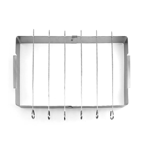 Skewer Rack Set for Grill,6pcs 12inch Stainless Steel Square Barbecue Skewers Kabob and Foldable Grill BBQ Racks Set for Party and Cookout (Barbecue Skewers Rack Set 6p+1)