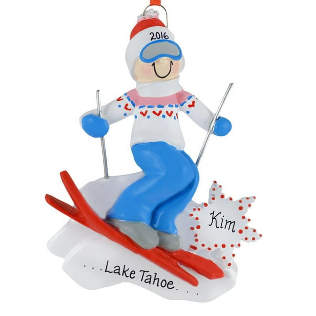 Ski Action Girl Personalized Christmas Ornament , Sport Christmas Ornament, Christmas Decoration for Tree, Christmas Tree Ornament