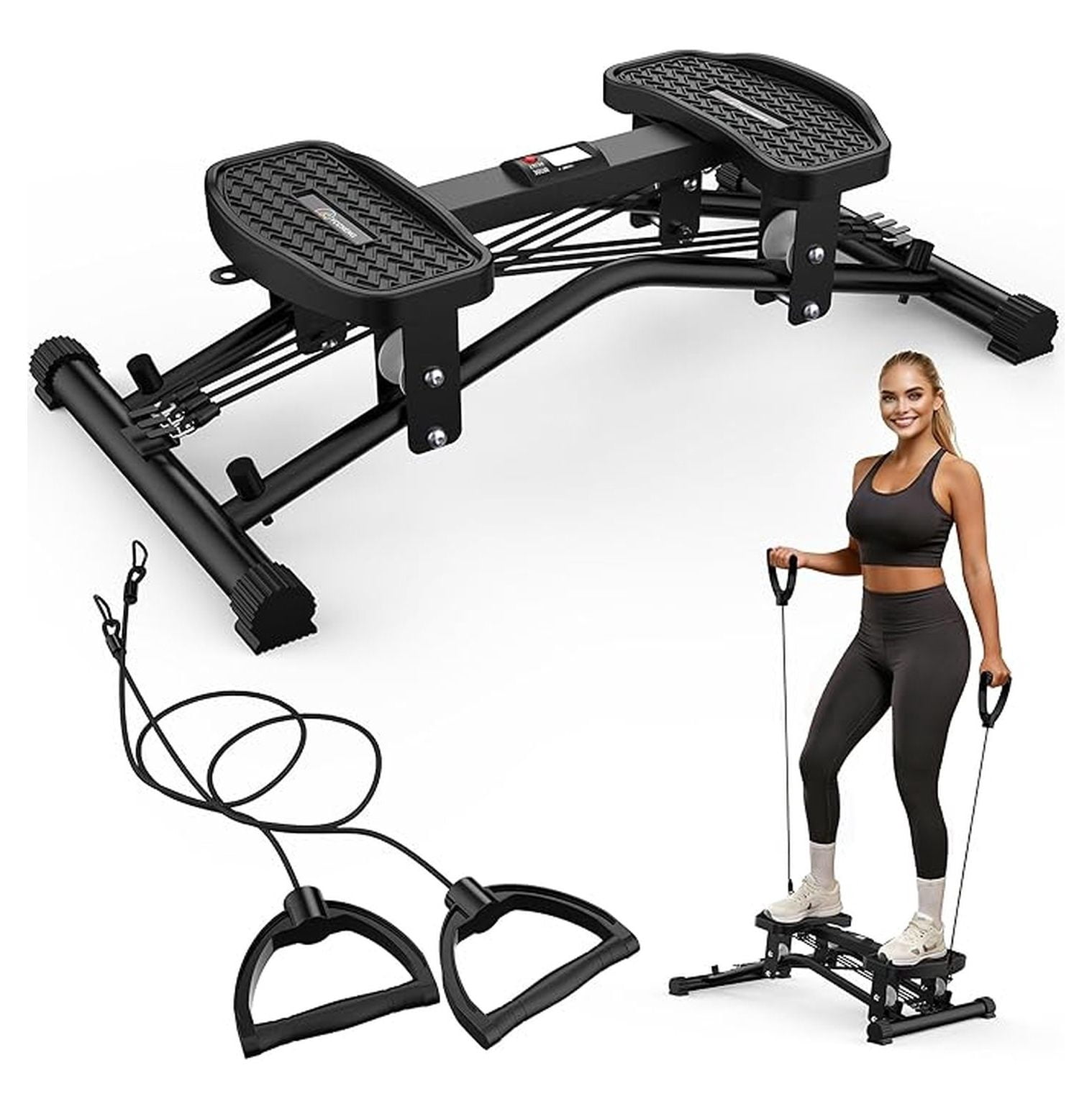 Ski Balancing Machine with Resistance Bands, Slide Steppers Full Body ...
