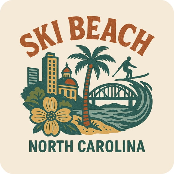 Ski Beach North Carolina Keepsakes Souvenir Vinyl Sticker – Destination Travel Keepsake Collectible (3-Inches Wide)