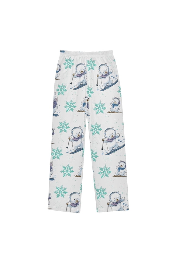 Ski Bear Christmas Pajama Pants Soft and Lightweight Elastic Waistband Christmas Pajama Pants