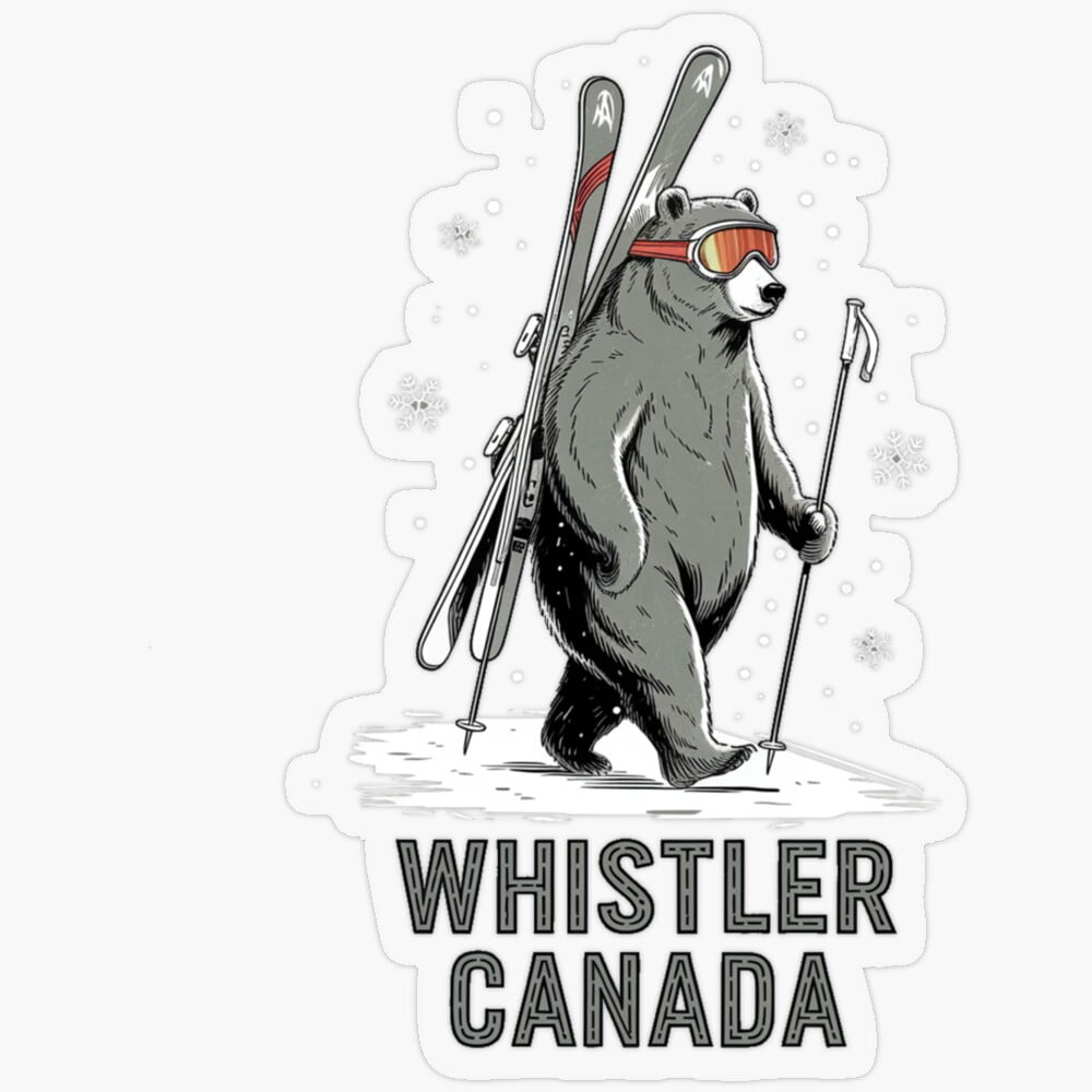 Ski Bear In Whistler Winter Wonderland Transparent Stickerphone Decal ...