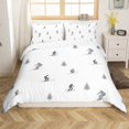 thumbnail image 1 of Ski Bedding Sets King Size,Skiing Sport Gaming Duvet Cover Set 3Pcs Teens Men Room Decor,Winter Snow Mountain Pine Comforter Cover Modern White Grey,2 Pillowcases（No Comforter）, 1 of 6