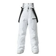 thumbnail image 1 of Ski Bib Pants For Women & Men Multi Pockets Detachable Strap Outdoor Windproof Waterproof Snow Overalls Cargo Pant (XL, White), 1 of 7
