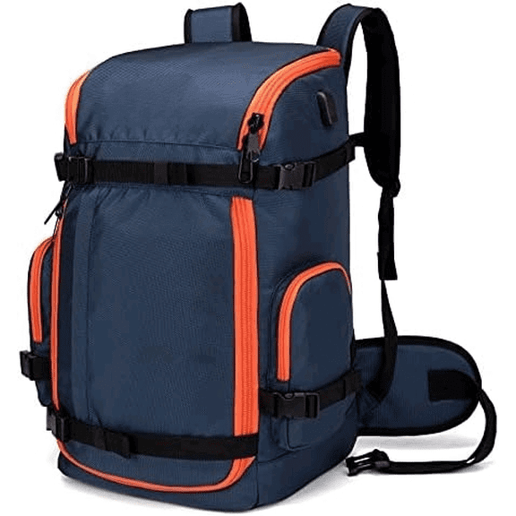 Ski Boot Bag Backpack, 50L Large Capacity Water-Resistant Padded Ski Travel Bag & Snowboard Boot Bag for Ski Boots, Helmet, Goggles, Clothes, Gloves, Snowboard Gear (Dark Blue)