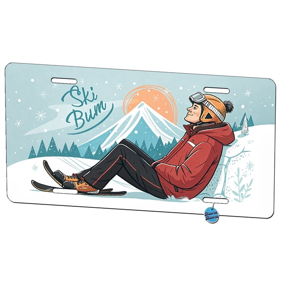 Ski Bum Lounging Metal Novelty License Plate