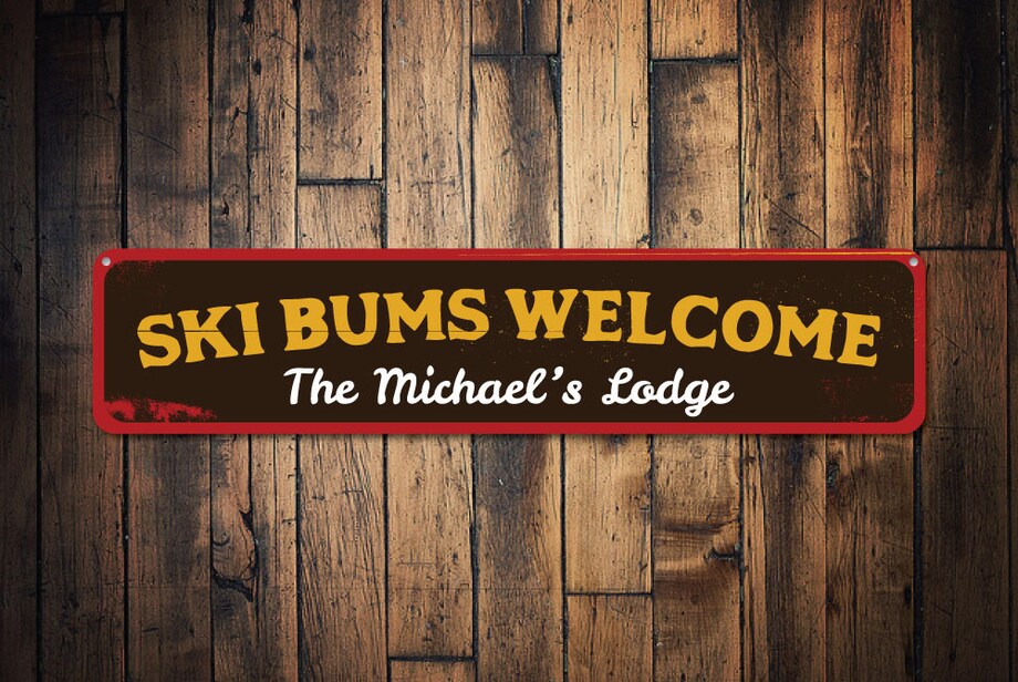 Ski Bums Welcome Sign Personalized Ski Lodge Sign Custom Family Name ...