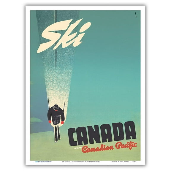 Ski Canada - Canadian Pacific - Vintage Railroad Travel Poster by Peter Ewart c.1941 - Master Art Print (Unframed) 9in x 12in