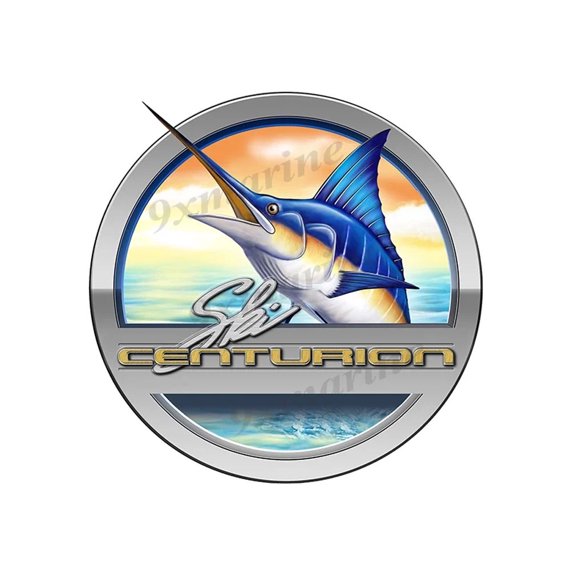 Ski Centurion Boat Round Designer Sticker 7.5"x7.5"