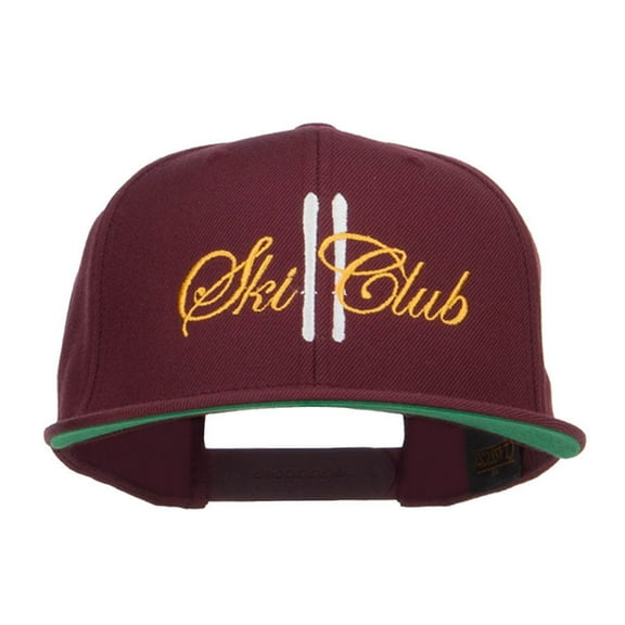 Ski Club Embroidered Snapback Cap - Maroon OSFM