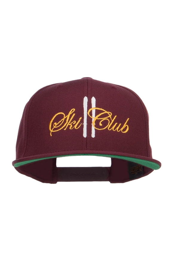 Ski Club Embroidered Snapback Cap - Maroon OSFM