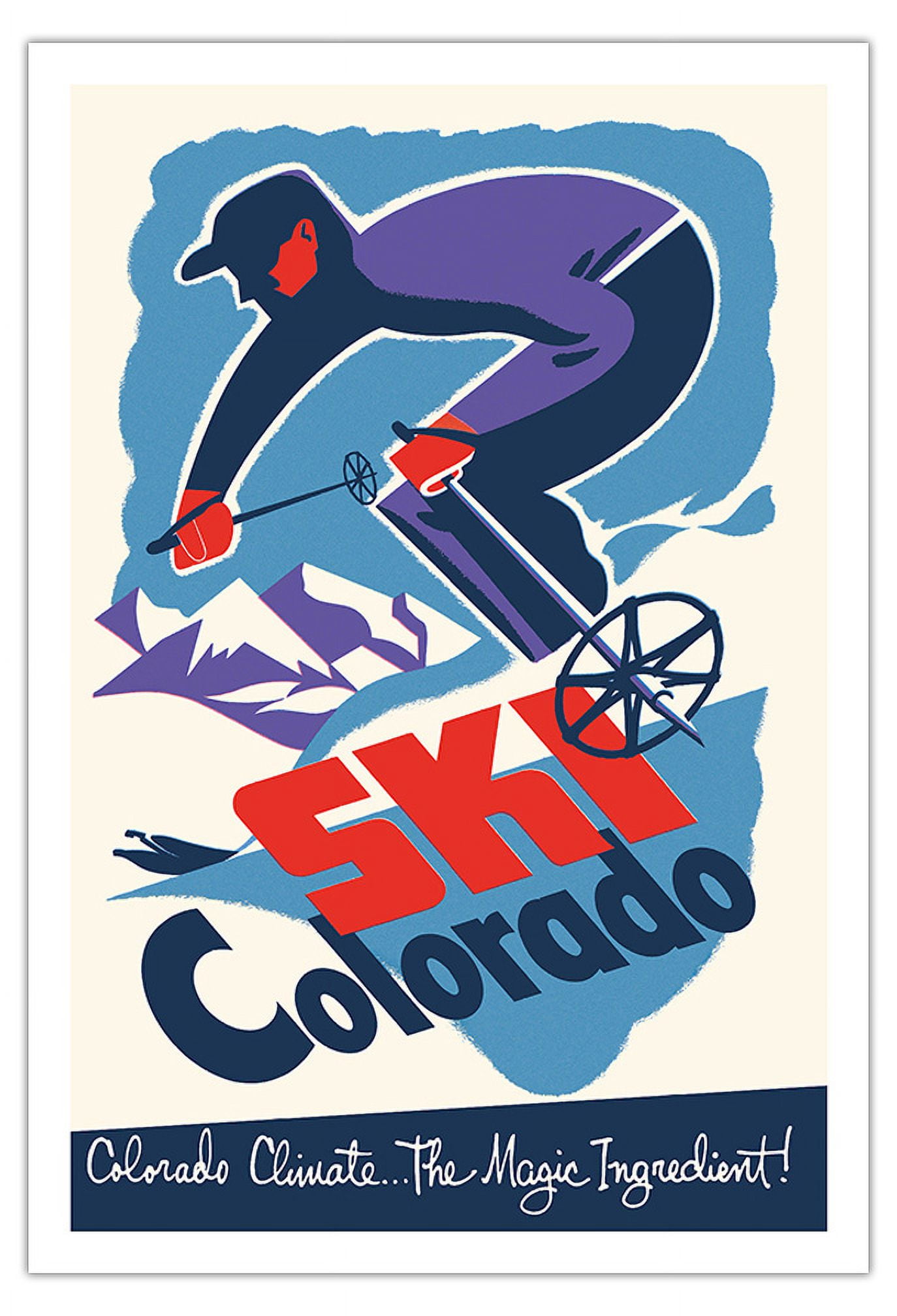 Vintage Colorado Ski Poster Repro - Downhill Skiing Winter Sports Large Art Print 20x30"