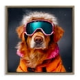 thumbnail image 1 of Ski Dog with Goggles Brown Framed Floater Canvas Wall Art, design by Sean Parnell, 1 of 10
