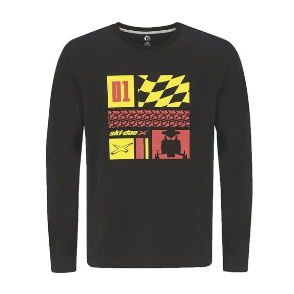Ski-Doo Black Mens X-Team Long Sleeve T-Shirt Soft Cotton Printed Logos Casual - Medium 4541500690